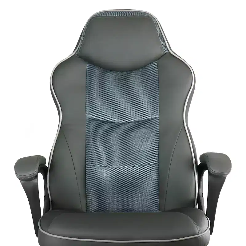 Elama High Back Faux Leather Adjustable Office Chair in Charcoal Grey