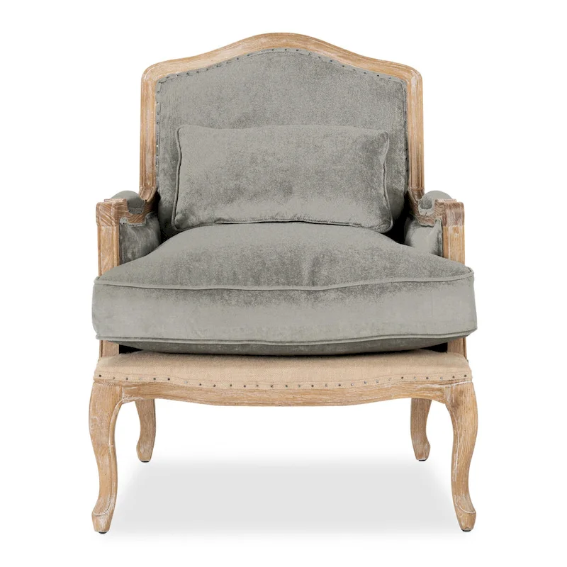 Classic Home Brittani Upholstered Grey Arm Chair - 38Hx29Wx31D