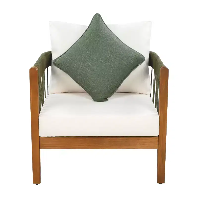 Christopher Knight Home Clifton Patio Rustic Acacia and Rope Upholstered Club Chair with Curved Back