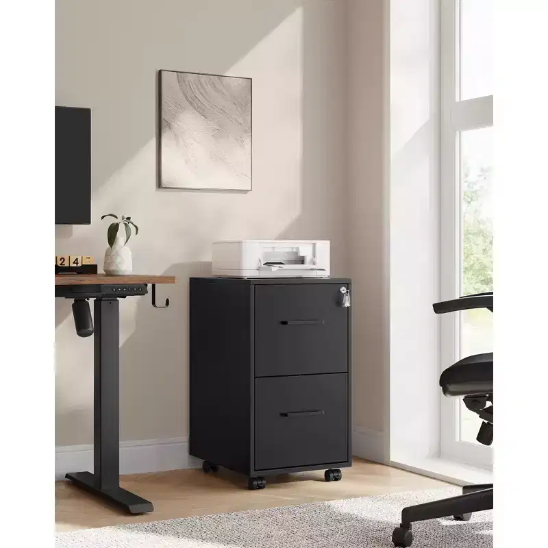File Cabinet, Office Filing Cabinet with Lock, Pre-Assembled, 17.7 x 14.4 x 25.4 Inches