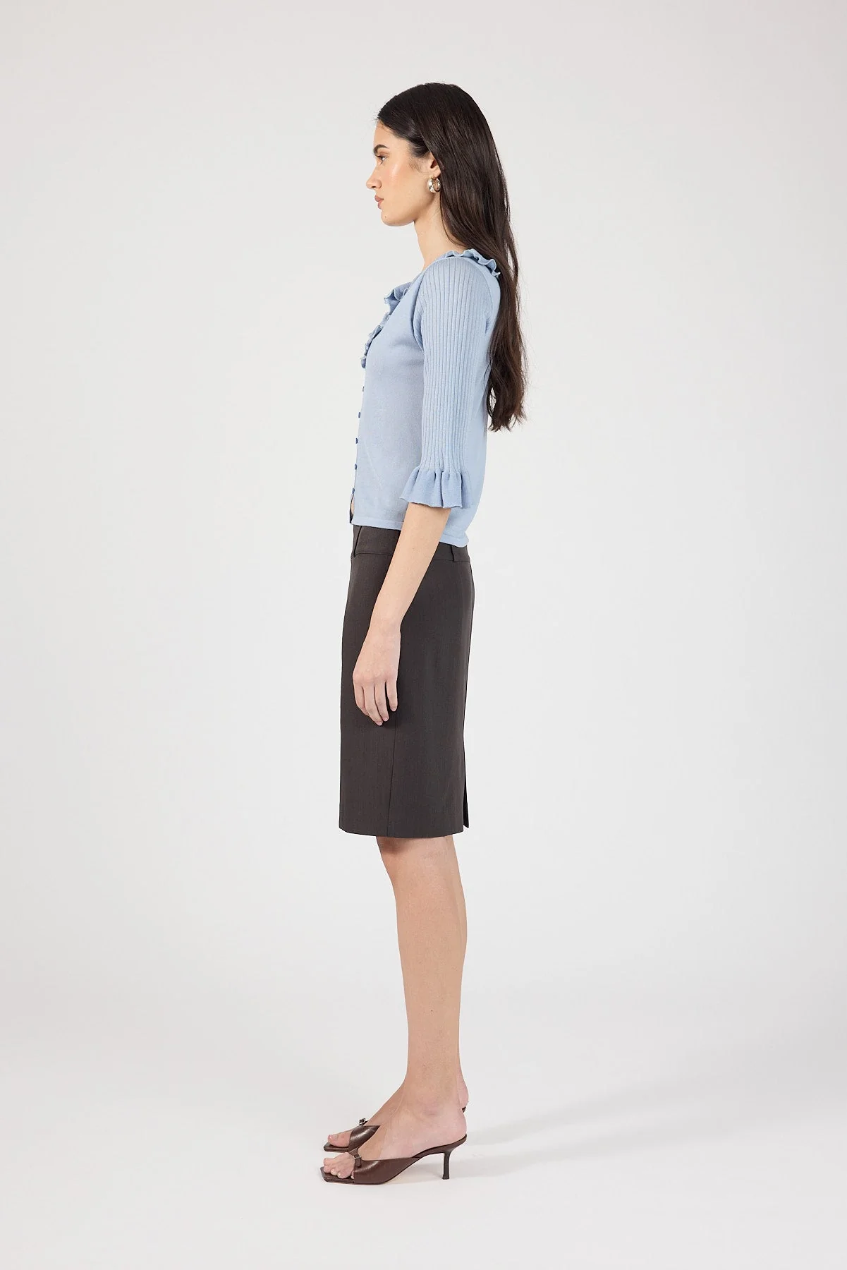 3/4 Sleeve Knit Top Grey