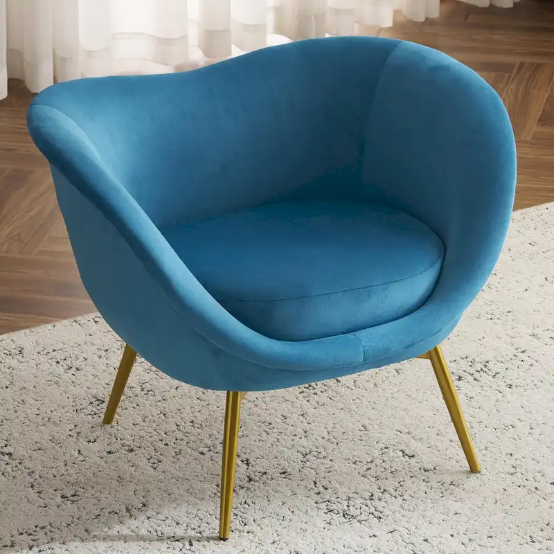 Christopher Knight Home - Eliana Modern Teddy Fabric Accent Chair with Curved Backrest and Gold Legs