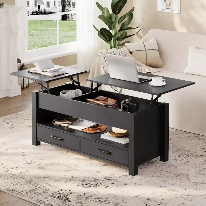 Wood Coffee Table - Adjustable Coffee Table, Height Adjustable Coffee Table, Modern Coffee Table, Stylish Coffee Table
