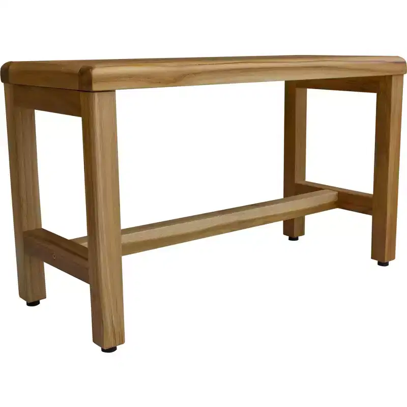 Compact Rectangular Teak Shower Bench in Natural Finish