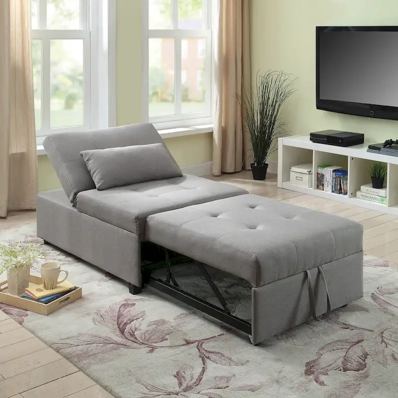 Contemporary Fabric Convertible Tufted Futon Chair