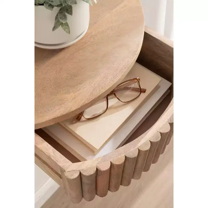 Ribbed Floating Side Table, 20x11x6, Natural