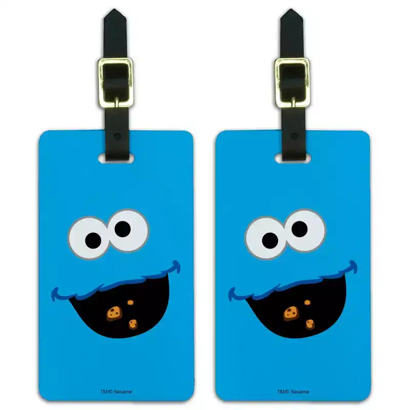 Sesame Street Cookie Monster Face Luggage ID Tags Set of 2