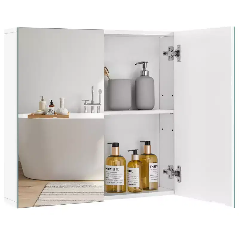 Yaheetech Frameless Mirror Cabinet with Two Frameless Mirrored Doors and Adjustable Shelf