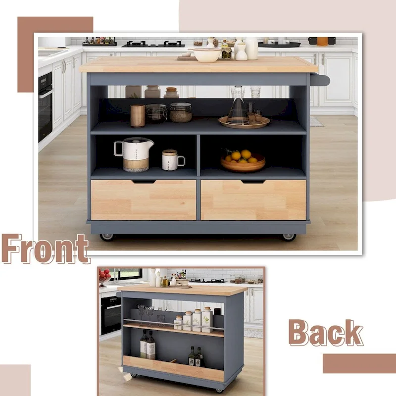 Rolling Kitchen Island Kitchen island Cart Spice Rack Kitchen Cart - 46.00L * 21.70W * 35.62H