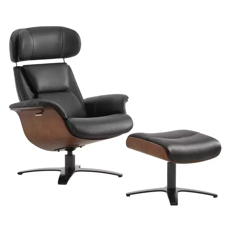 Spruce&Spring Swivel Recliner Chair Set Accent Chair with Ottoman and Adjustable Headrest
