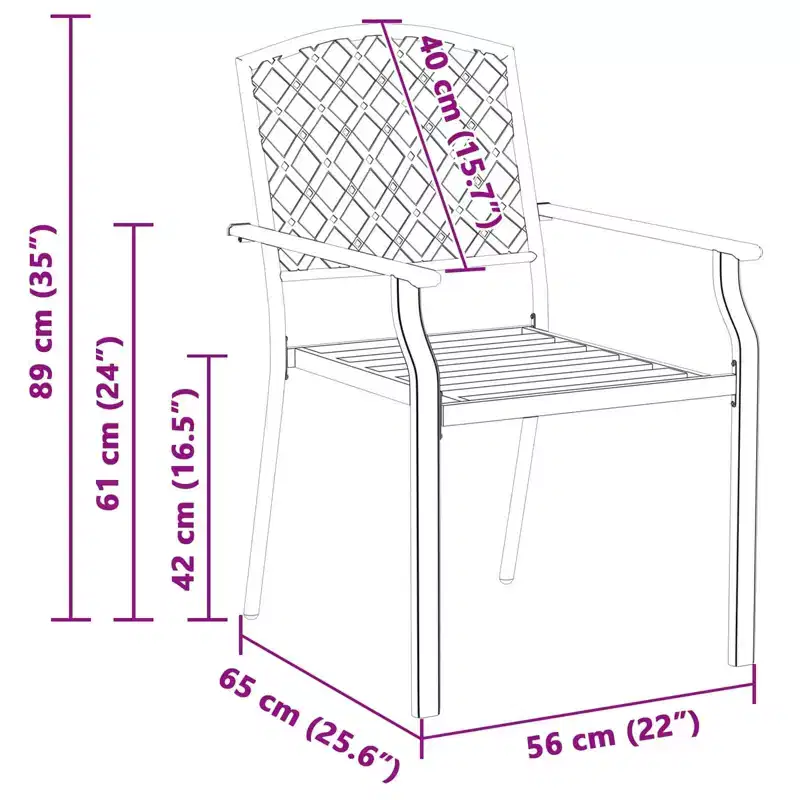 vidaXL Garden Chair 4 pcs Anthracite 22.05 x 25.59 x 35.04 in Steel