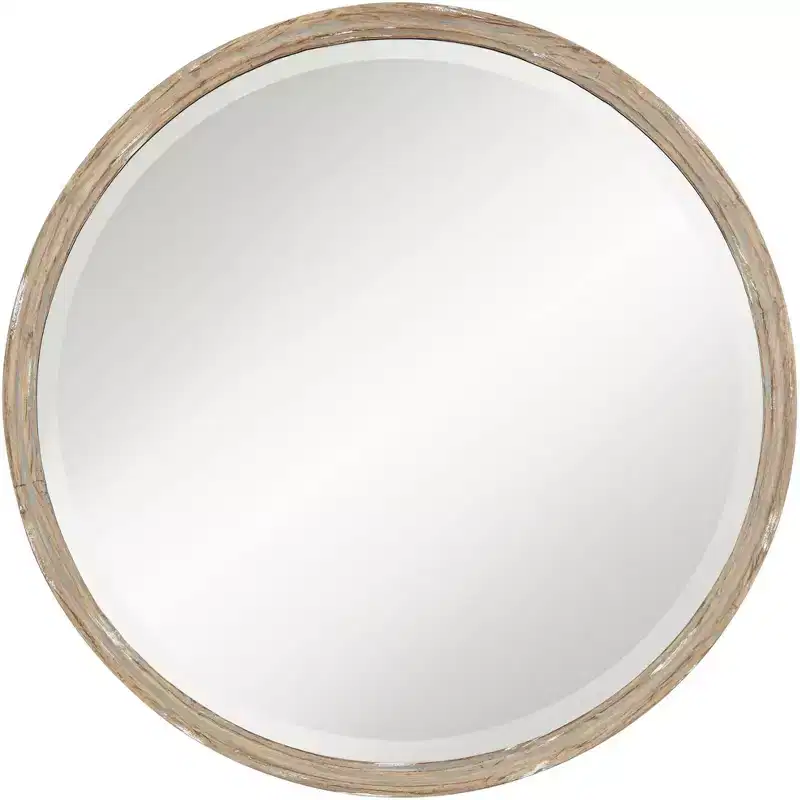 Uttermost Greta Faux Wood Finish 34 Round Wall Mirror
