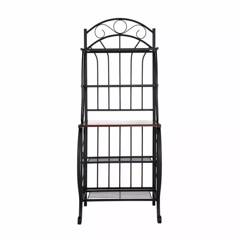 Valencia Baker Rack Storage Unit Metal/Black - Boraam Industries: Scandinavian Style, 5 Shelves, Powder-Coated Finish