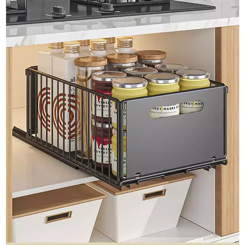 Pull Out Cabinet Organizer | Heavy Duty Carbon Steel | Easy Access, Space-Saving Solution for Kitchen & Pantry Storage