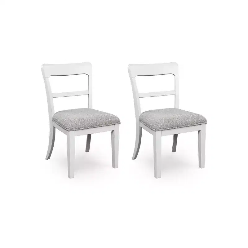 Dining Upholstered Side Chairs, Set of 2, White Wood Frame with Polyester Seats, Farmhouse Bistro Style