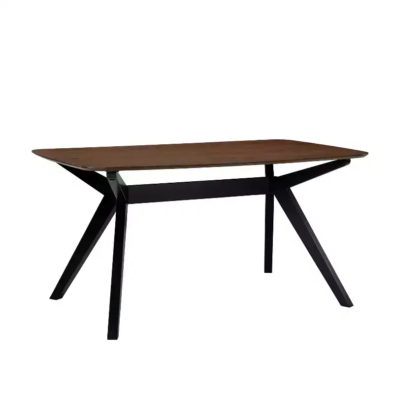 Contemporary Wood Dining Table with Cross-Leg Pedestal Base