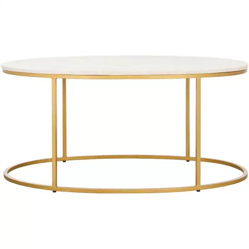 Tage Marble Coffee Table - White Marble/Gold - Safavieh
