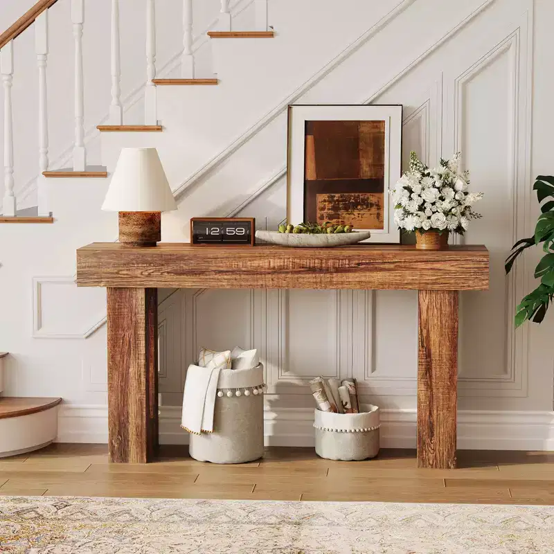 63 Long Slim Console Table, Farmhouse Wood Entryway Table for Hallway, Living Room, Behind Sofa, Industrial Accent Table for Modern and Rustic Dcor