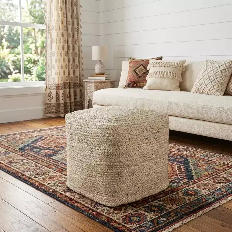 HomeRoots 18 Natural Jute Pouf Ottoman