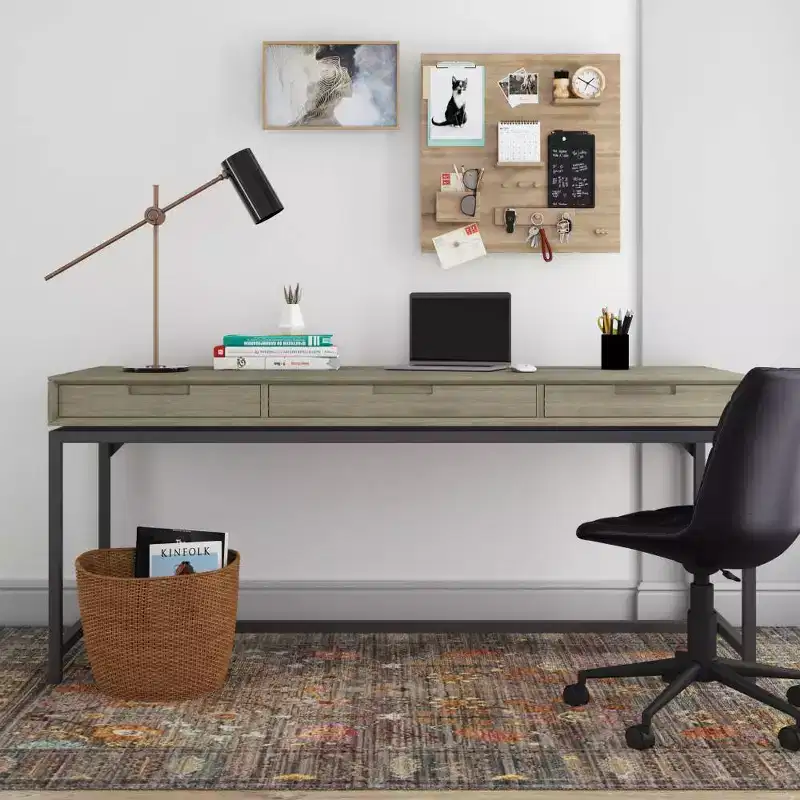 Mid-Century Writing Desk with Drawers and Keyboard Tray