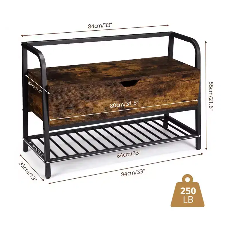 47 White Shoe Bench with Sliding Doors & Cushion, Farmhouse Entryway Storage Bench with Hidden Compartment and Adjustable Shelves