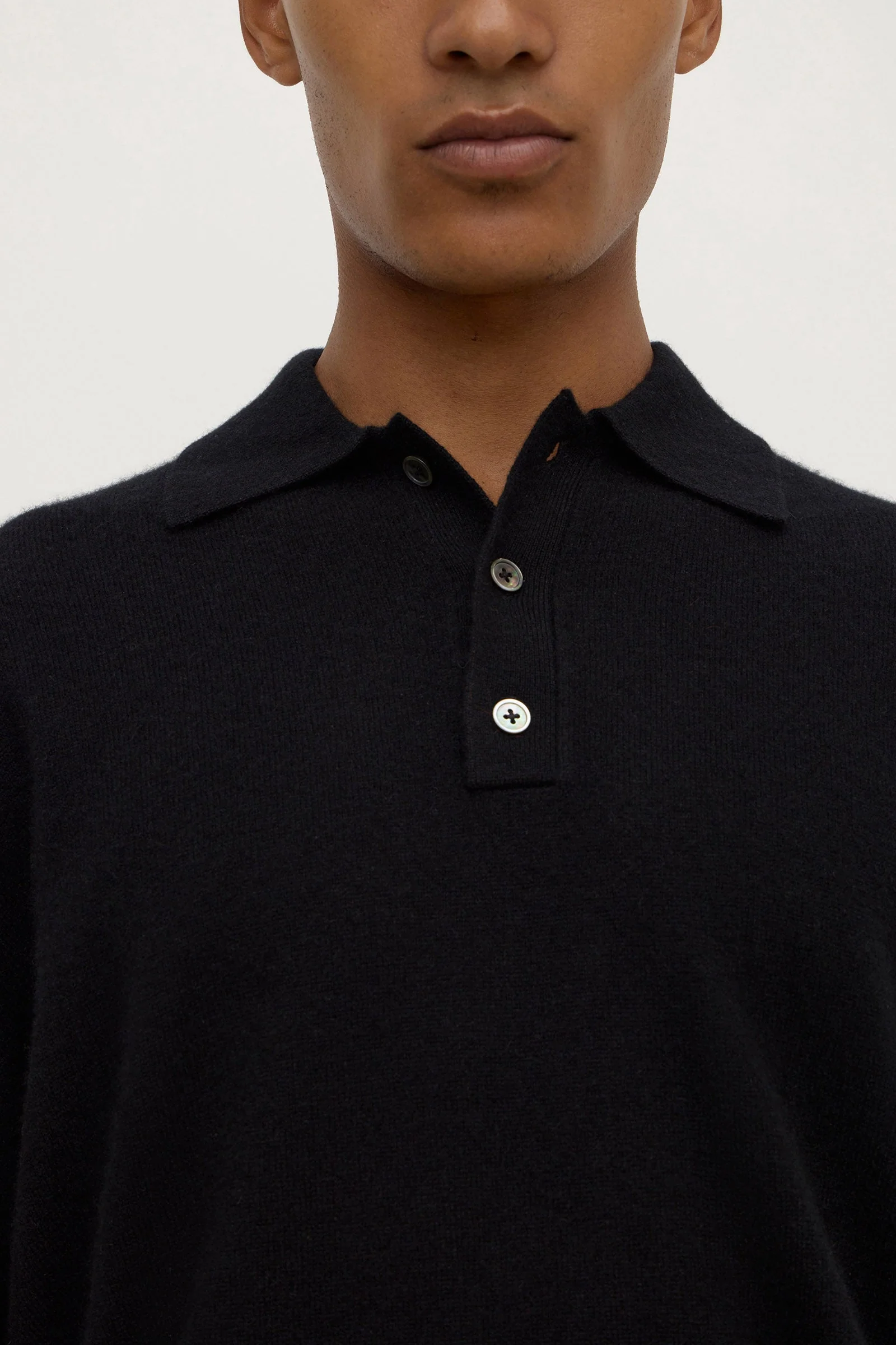 Black Cashmere Polo Knit