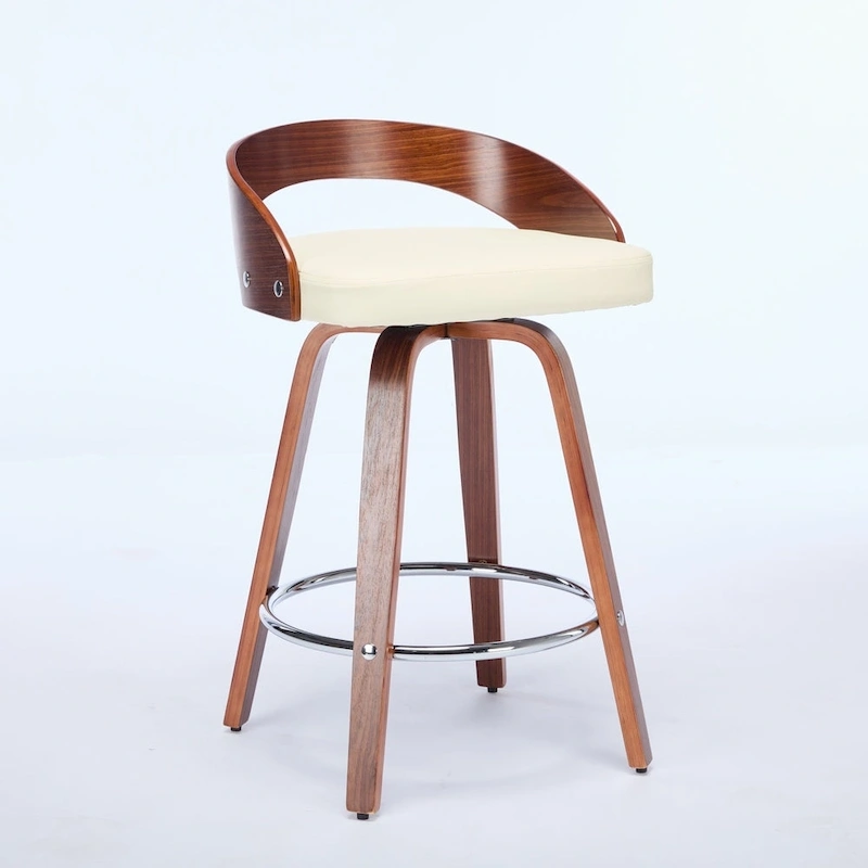 Counter Height Barstools Set of 2, Dining Chairs with Soft Cushion Seat, Kitchen Stool Island with Footstool and Low Back