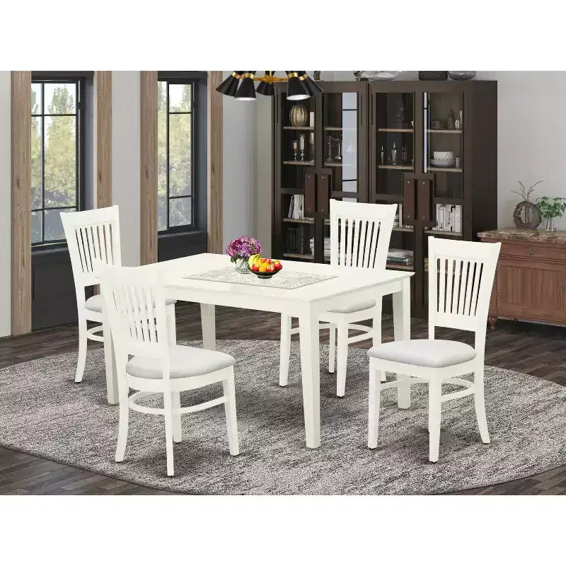 HomeStock Linen White Dining Set Modern Style 10017
