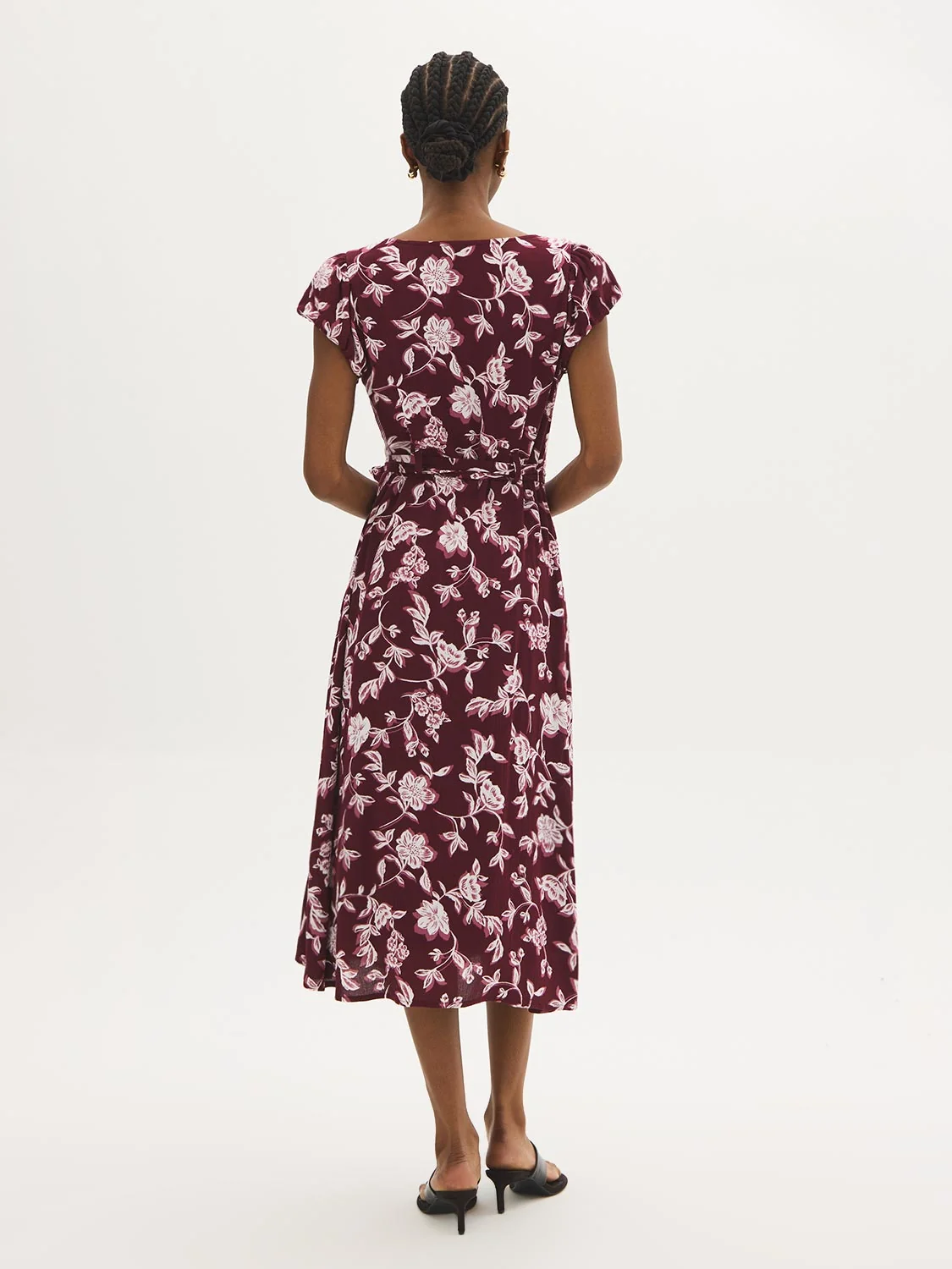 Floral Print Button-Front Midi Dress
