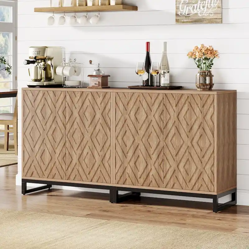 57.5 Inches Farmhouse Sideboard Buffet Cabinet with Doors for Kitchen