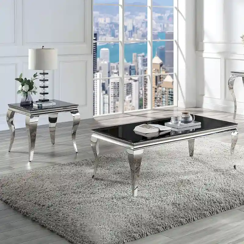 Modern Glass Two-Piece Coffee Table Set