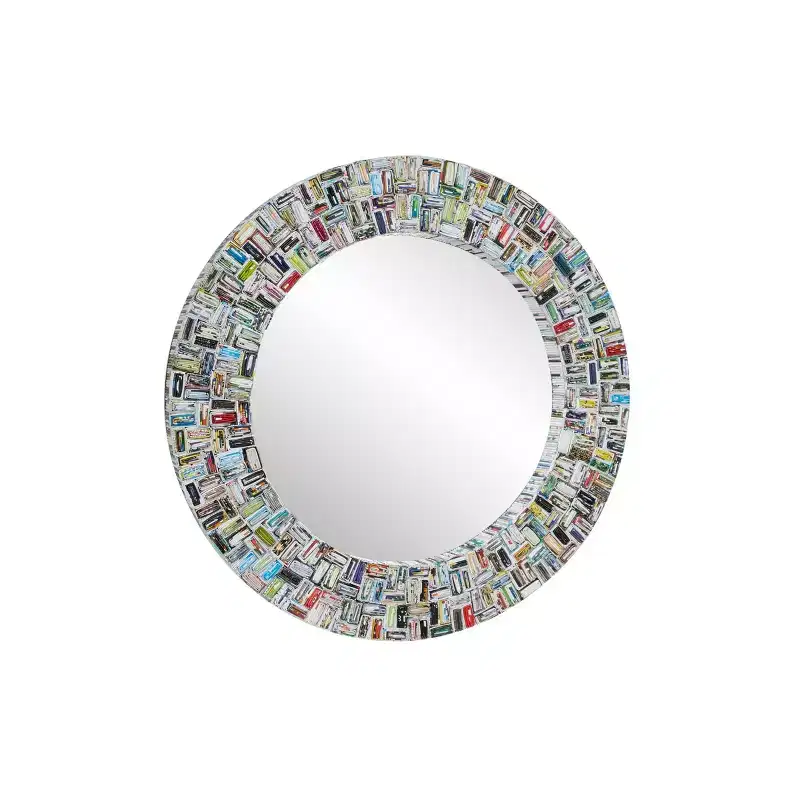 Glass Handmade Recycled Magazine Frame Wall Mirror - Olivia & May: Bohemian Decor, Velvet Frame, No Assembly Required