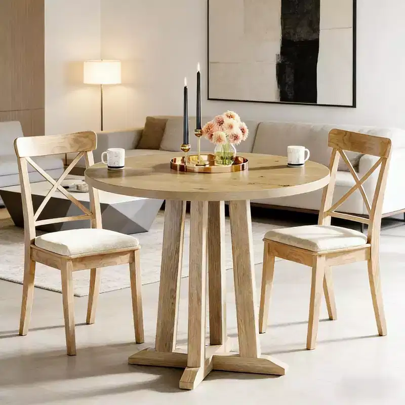 GDFStudio Ashton Modern 31.5 Round Wood Dining Table