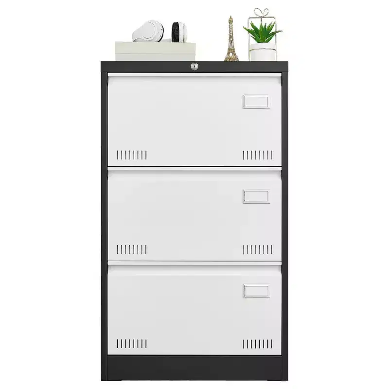 3 Drawer Lateral File Cabinet, Metal Lockable File Cabinet With Lock For Legal/Letter/A4/F4, Locking Filing Cabinet With Anti Tipping Function