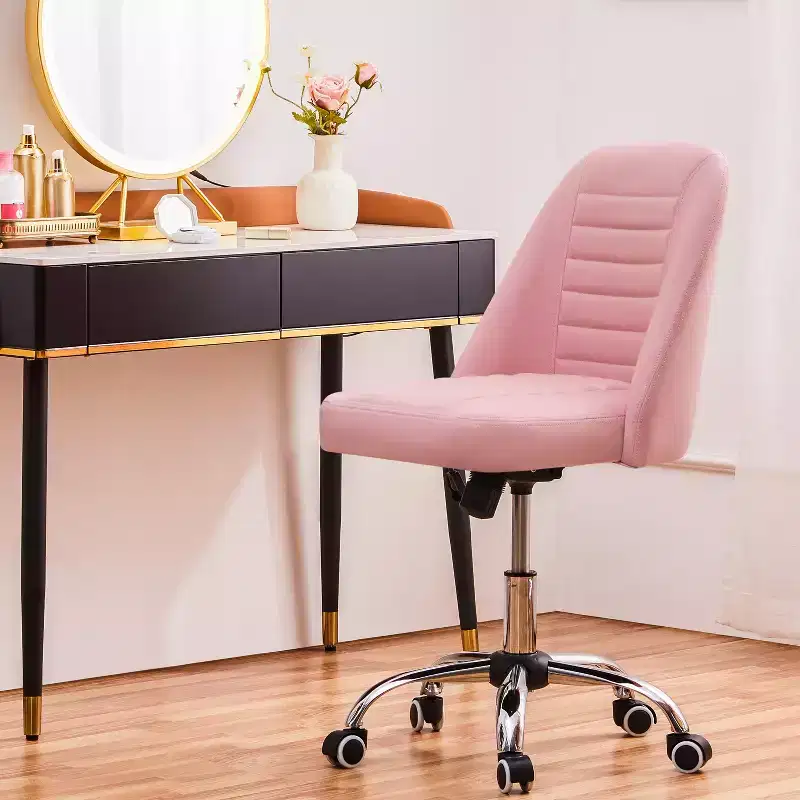Faux Leather Mid Back Home Office Desk Chair with Chrome-plated Metal Base
