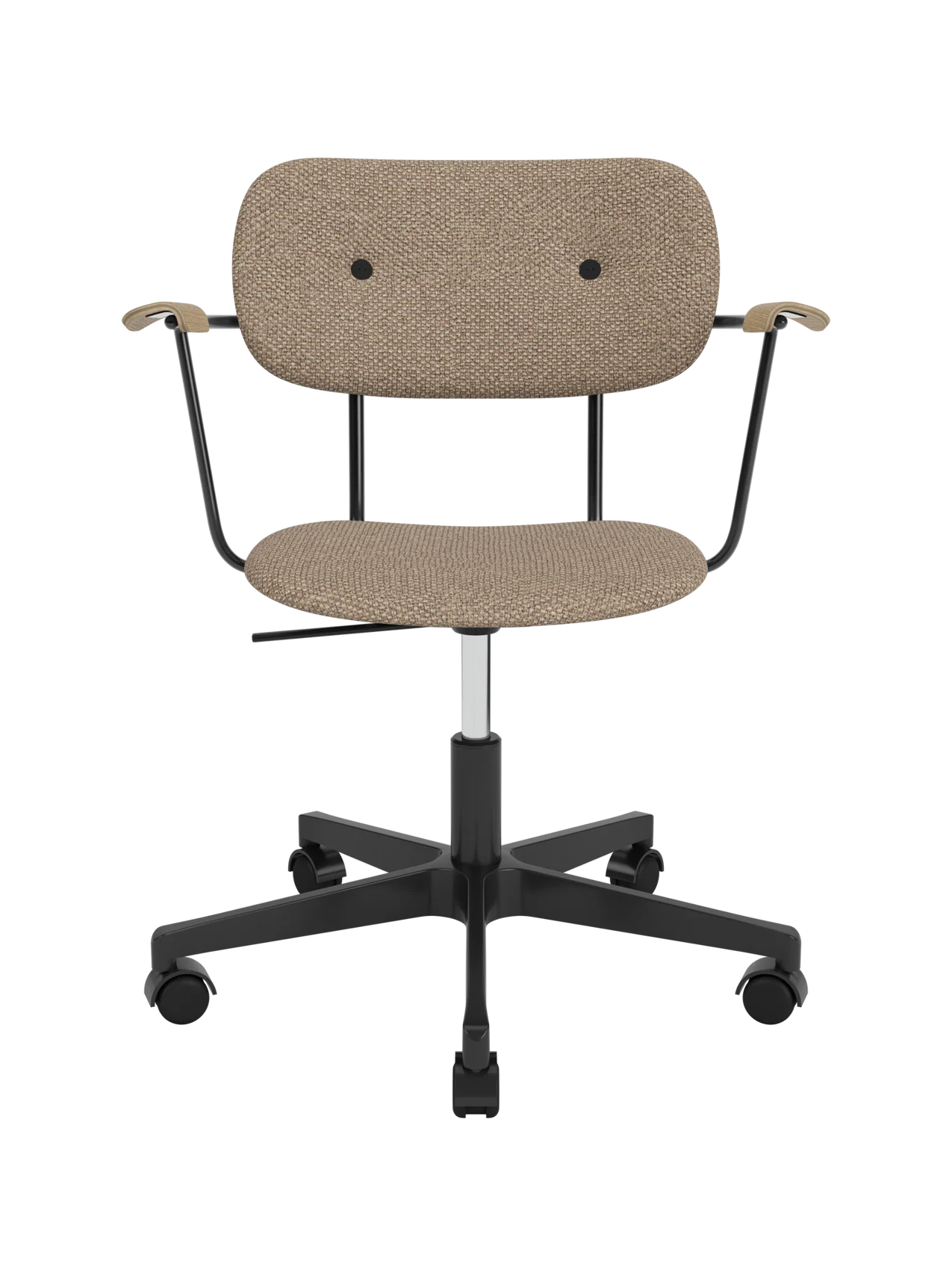 Fully Upholstered Task Chair with Armrests Black Swivel Base