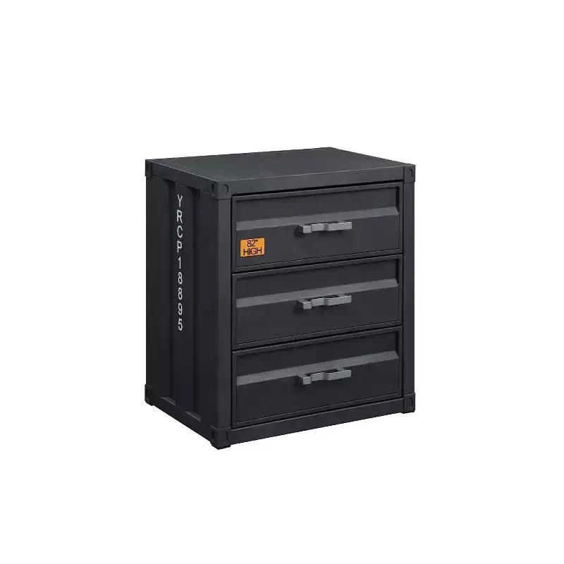 HomeStock GUNMETAL CABINET&W THREE DRAWERS