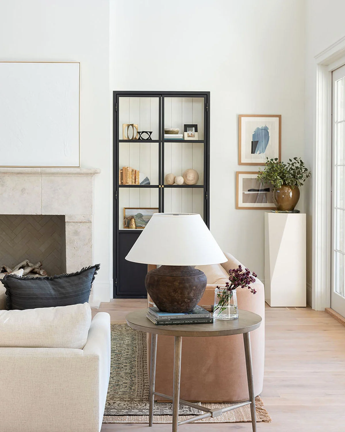 Modern Wood Side Table with Architectural Form for Living Room