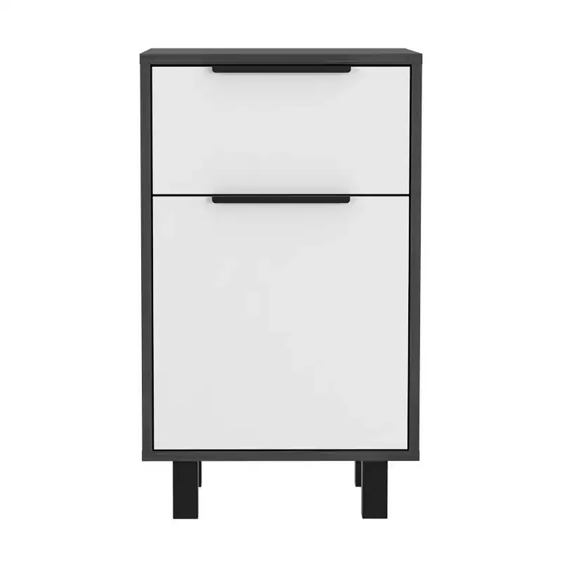 Nightstand with Drawer and Cabinet, White