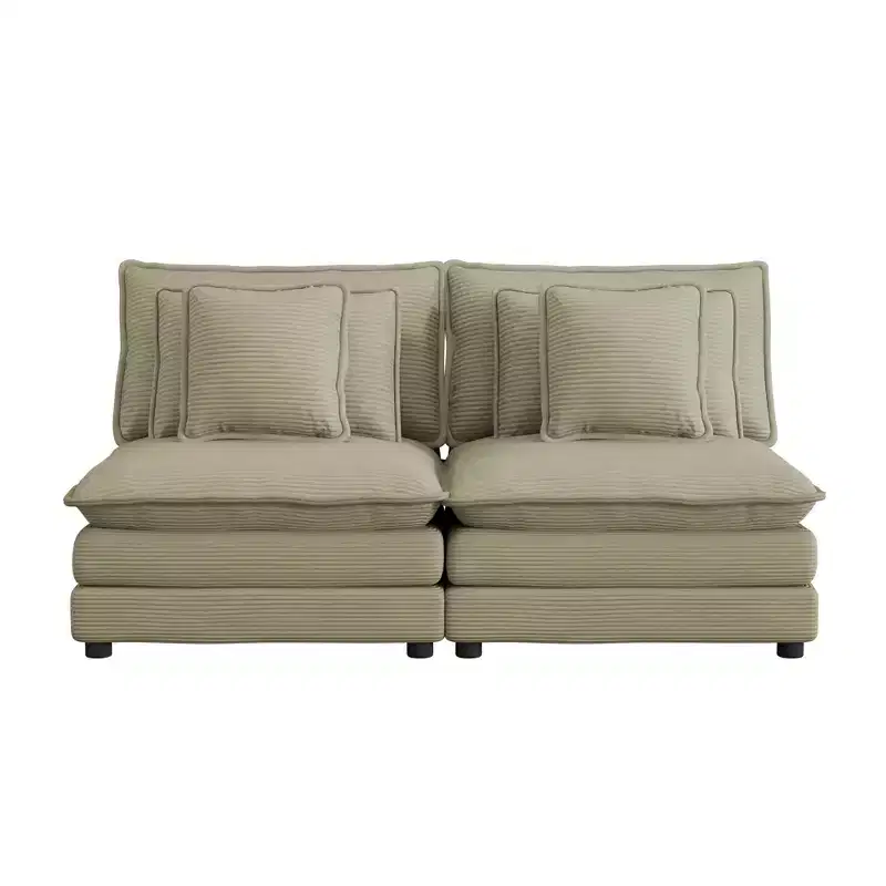 MAYEERTY 70.8 Modern Sofa Modular Sofa Upholstered Corduroy with Four Pillows for Living Room Brown