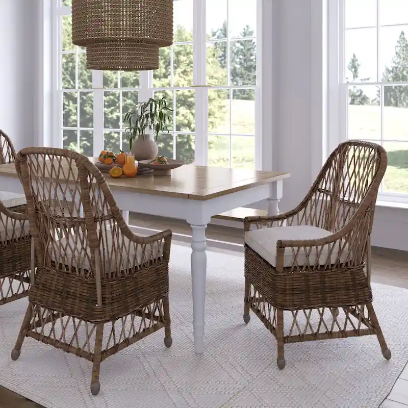 Curvilinear Rattan Cushioned Dining Chair - 22x23x39