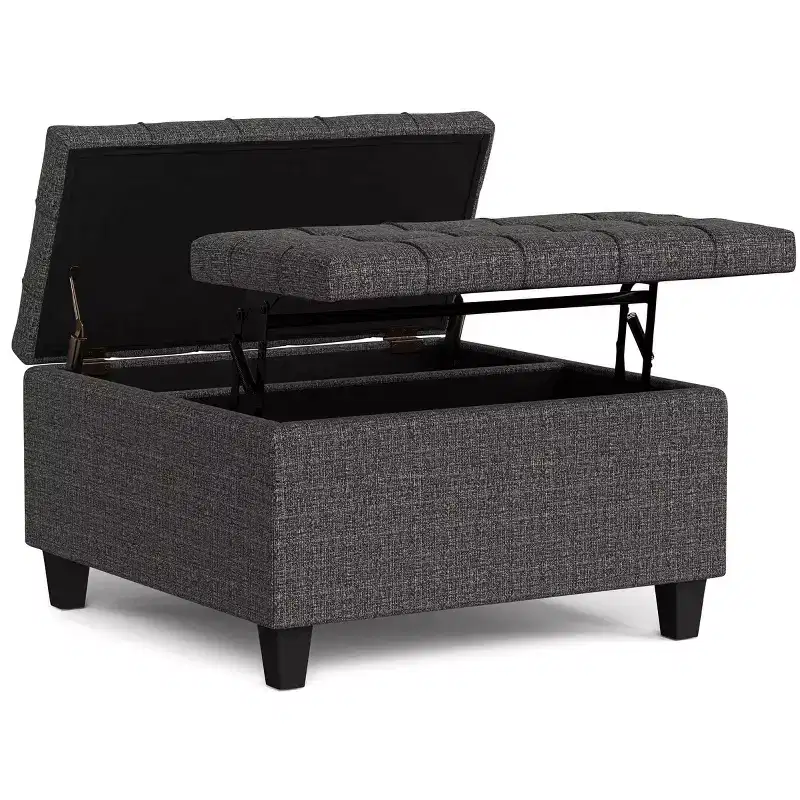 Elliot 30 inch Wide Transitional Small Square Coffee Table Storage Ottoman