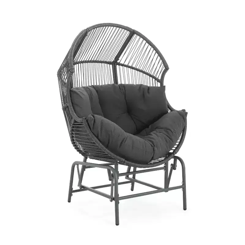 Okak 20 Patio Egg Chair PE Rattan Wicker Glider Chair,Oversized Accent Chair for Porch,Garden&Backyard,Modern&Rustic Lounge Chair