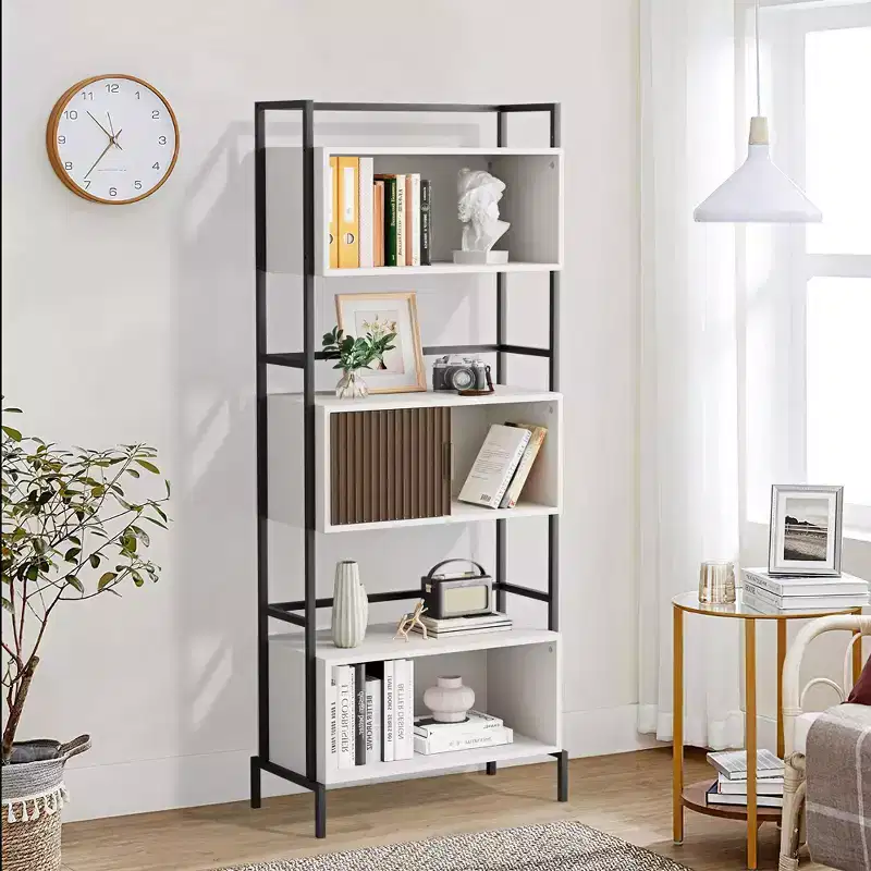 Triple Cabinet Bookcase, Vertical Storage Cabinet, Decorative Cabinet
