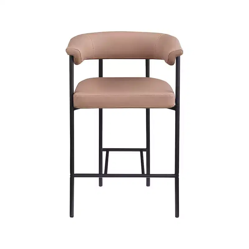Tan Vegan Leather Counter Stool