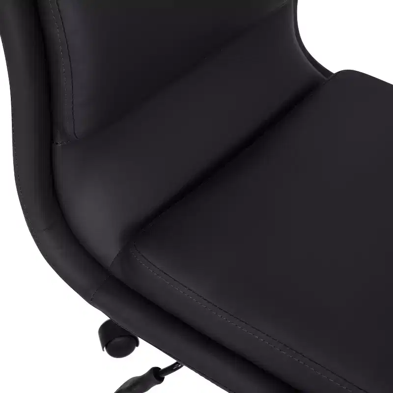 Mid-Back Armless Swivel Task Office Chair Bonded Leather Adjustable Metal Base