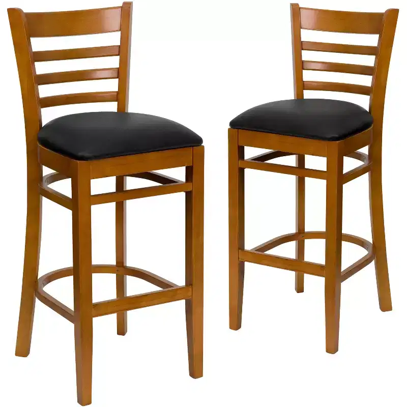 Wood Frame Bar Stool with Upholstered Seat
