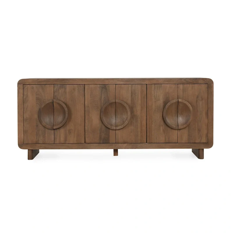 Vally 6-Door Natural Mango Wood Sideboard Buffet