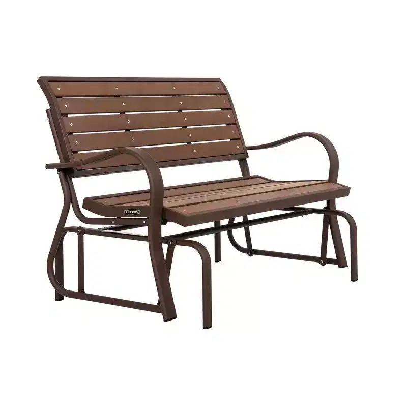 Lifetime Glider Bench, Faux Wood, Brown 60290