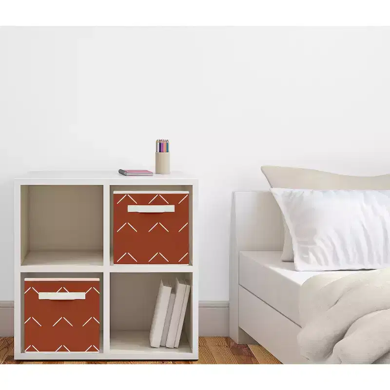 Boy or Girl Gender Neutral Unisex Kids' Decorative Fabric Storage Bins Orange Diamond Tuft Orange and Ivory